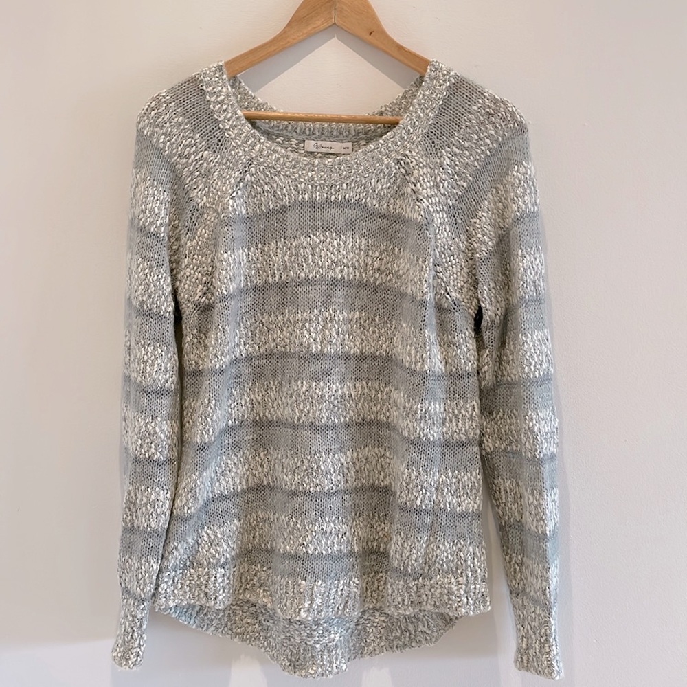 Reitmans Striped Sweater. Size M. Colour Grey/White/Silver.
